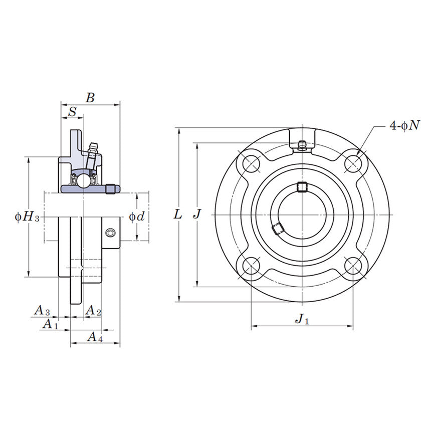 UCFC215 - FYH Round Flanged Unit - 75mm Inside Diameter