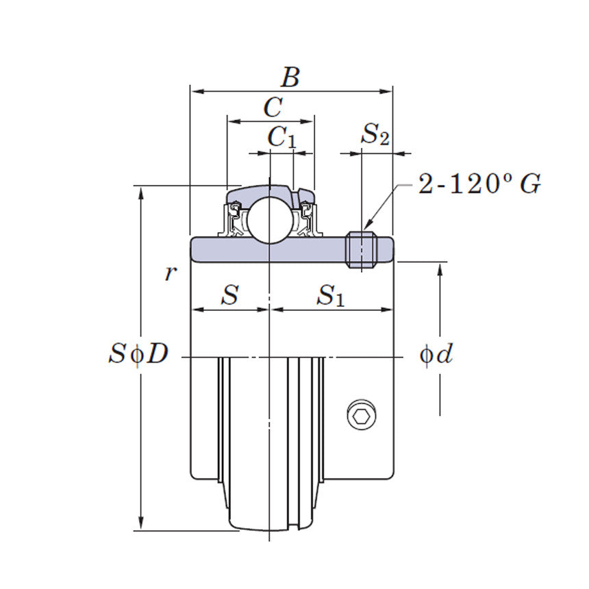 UC320-63 - FYH Bearing Insert - 3.15/16 Inch Inside Diameter